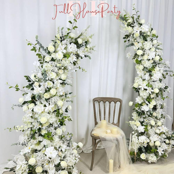 Wedding Archway Artificial Ivory Rose Archway,Flower Row Arrrangement Marriage Wedding PillarFlower,Wedding Flower Party Event backdrop