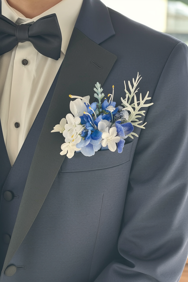 Frosted Blue Bloom Boutonniere