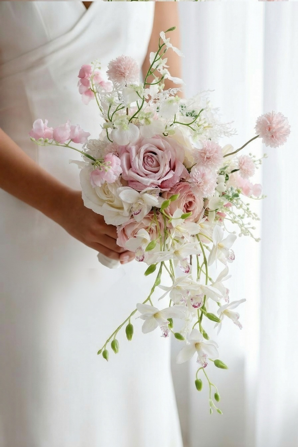 Blush Orchid Cascade Bridal Bouquet