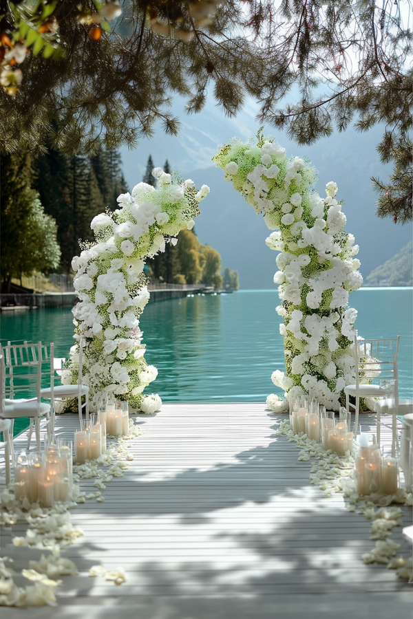 Fresh Green & White Baby's Breath Wedding Arch