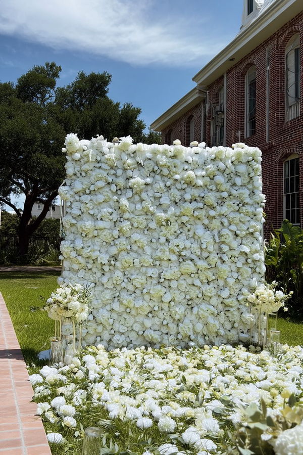 3D White Rose and Dahlia Flower Wall