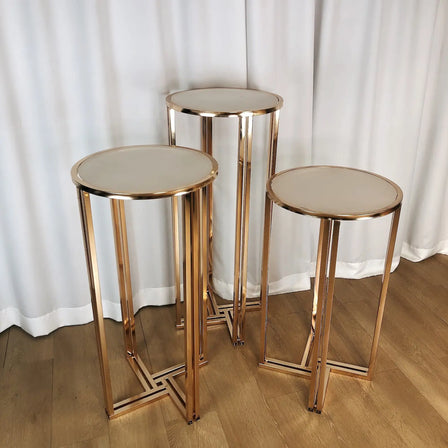 Add Elegance and Versatility to Your Space with Gold Round Metal Plinths Pedestal
