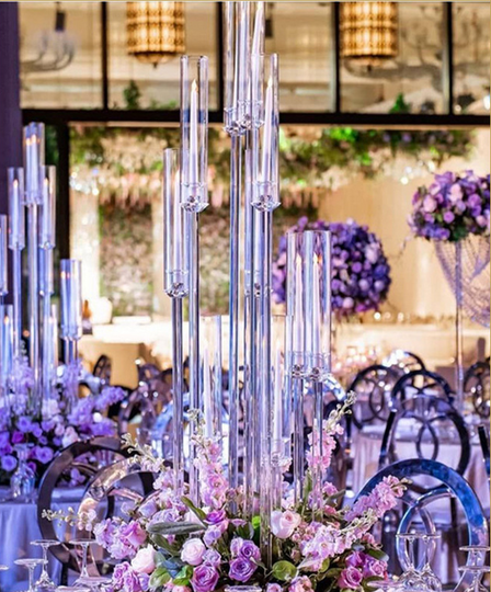 Tall Wedding Centerpieces: Tall Glass Candle Holders - 8 Arm Candelabra Tall Acrylic Candle Holders