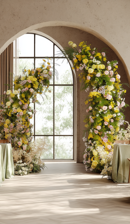 🌿 Horn-Shaped Floral Arch