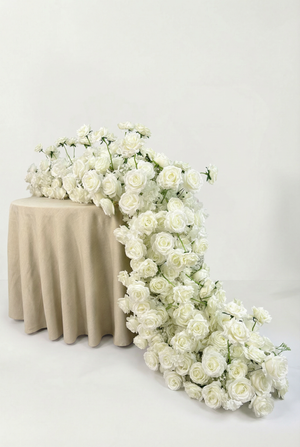 White Flower Garland for Wedding Arch, Artificial Floral Table Runner, Wedding Centerpiece