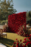 Burgundy Red Faux Rose Backdrop Wall