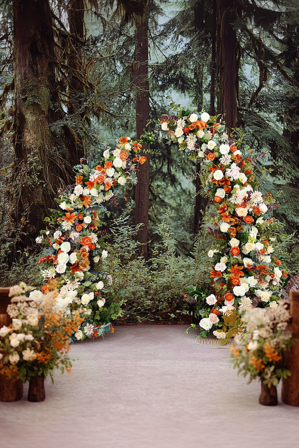 Autumn Orange Floral Wedding Arch