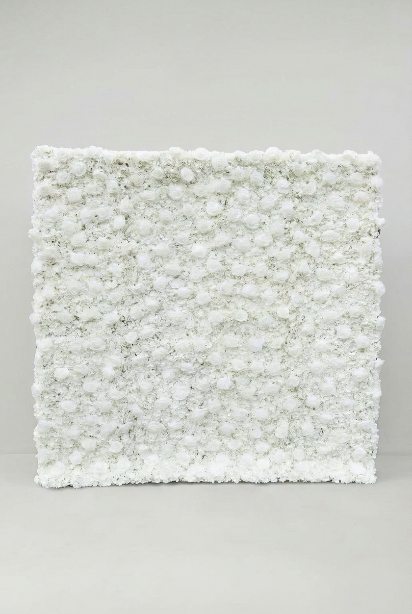 3D White Rose and Dahlia Flower Wall