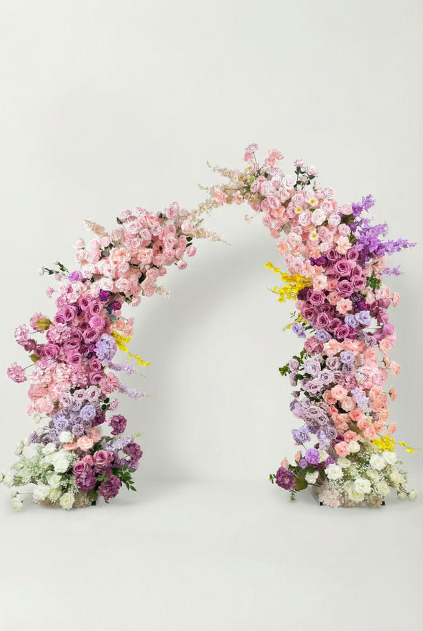 Gradient Baby Pink & Purple Roses Arch