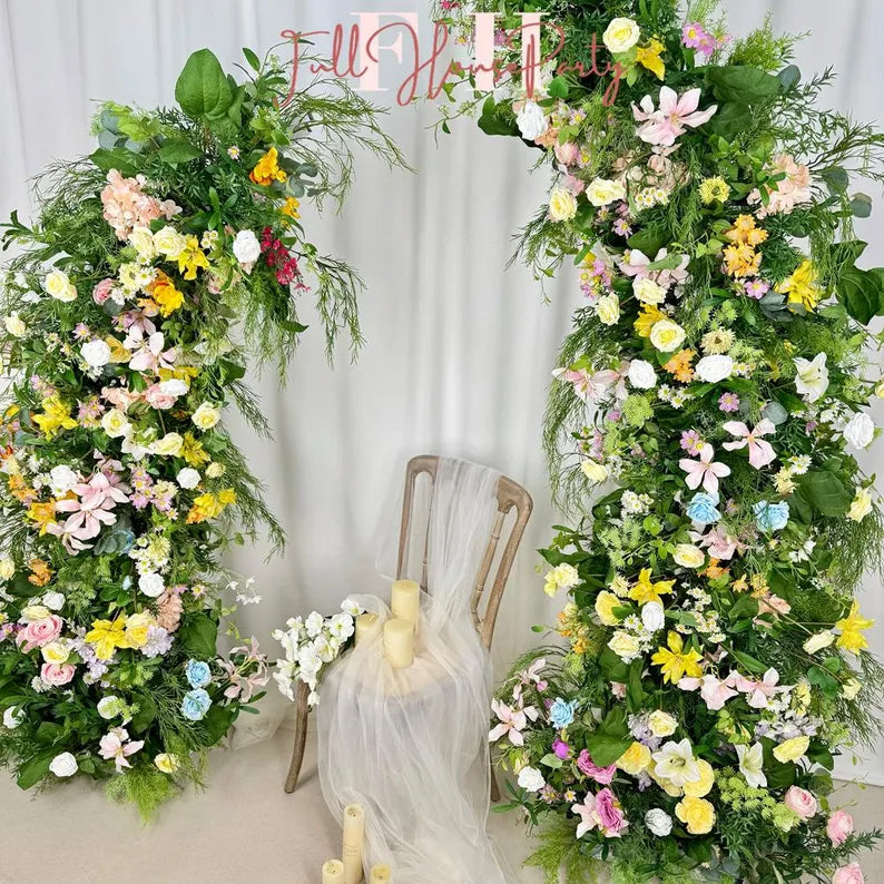Wildflower Wedding Arch: Artificial Rose & Hydrangea Floral Arrangement
