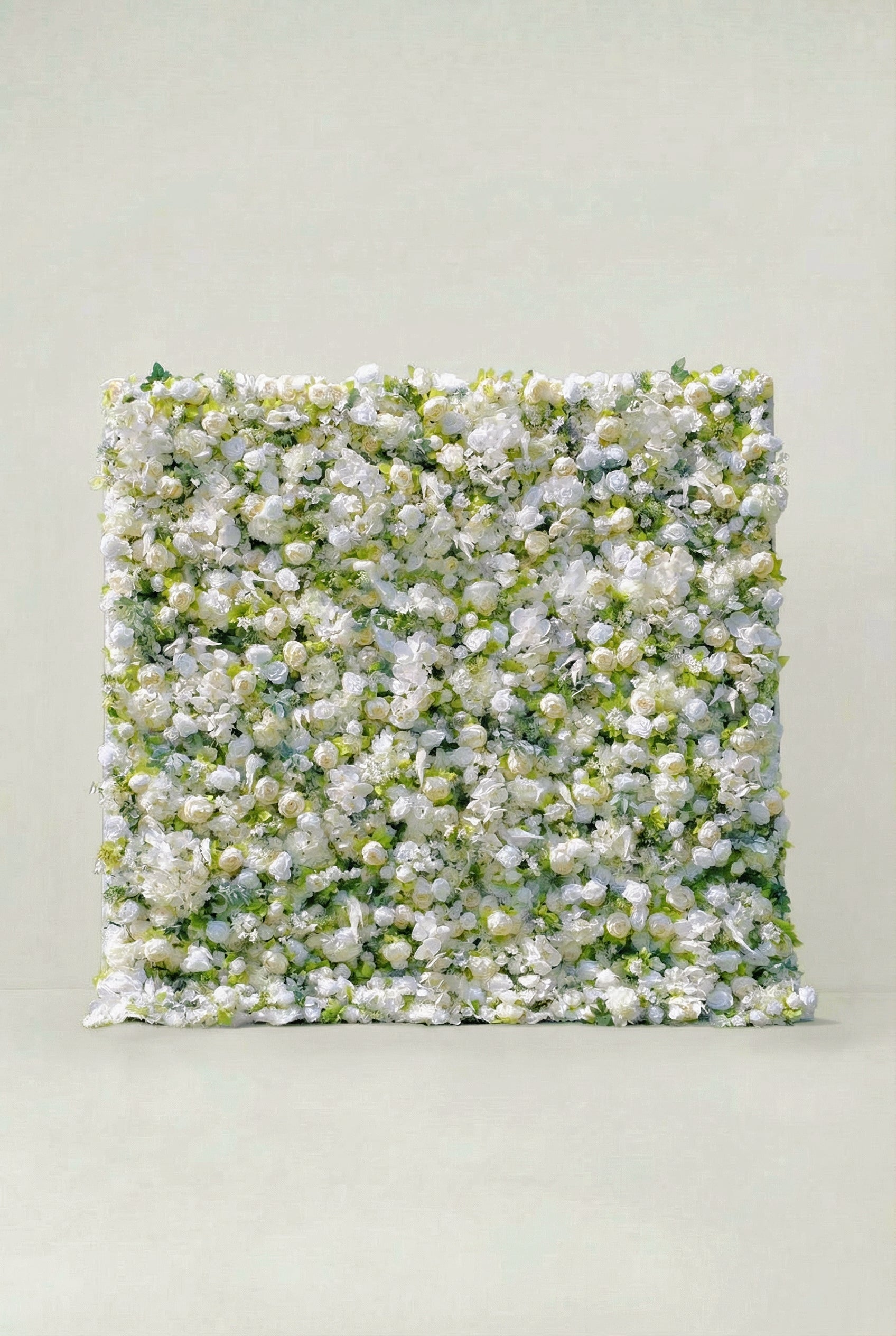 5D White Rose & Greenery Flower Wall