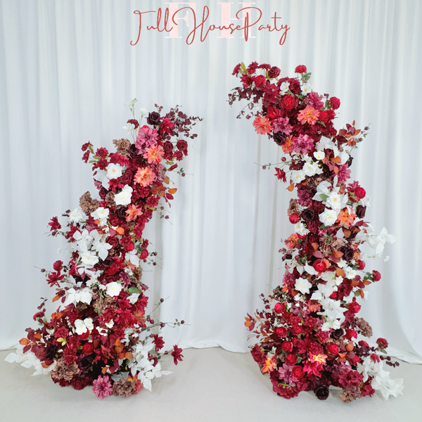 U.S. Local Stock-Burgundy Rose Wedding Spring and Summer Wedding Arch Décor.Wedding Archway Artificial Rose Archway,Flower Row Arrrangement