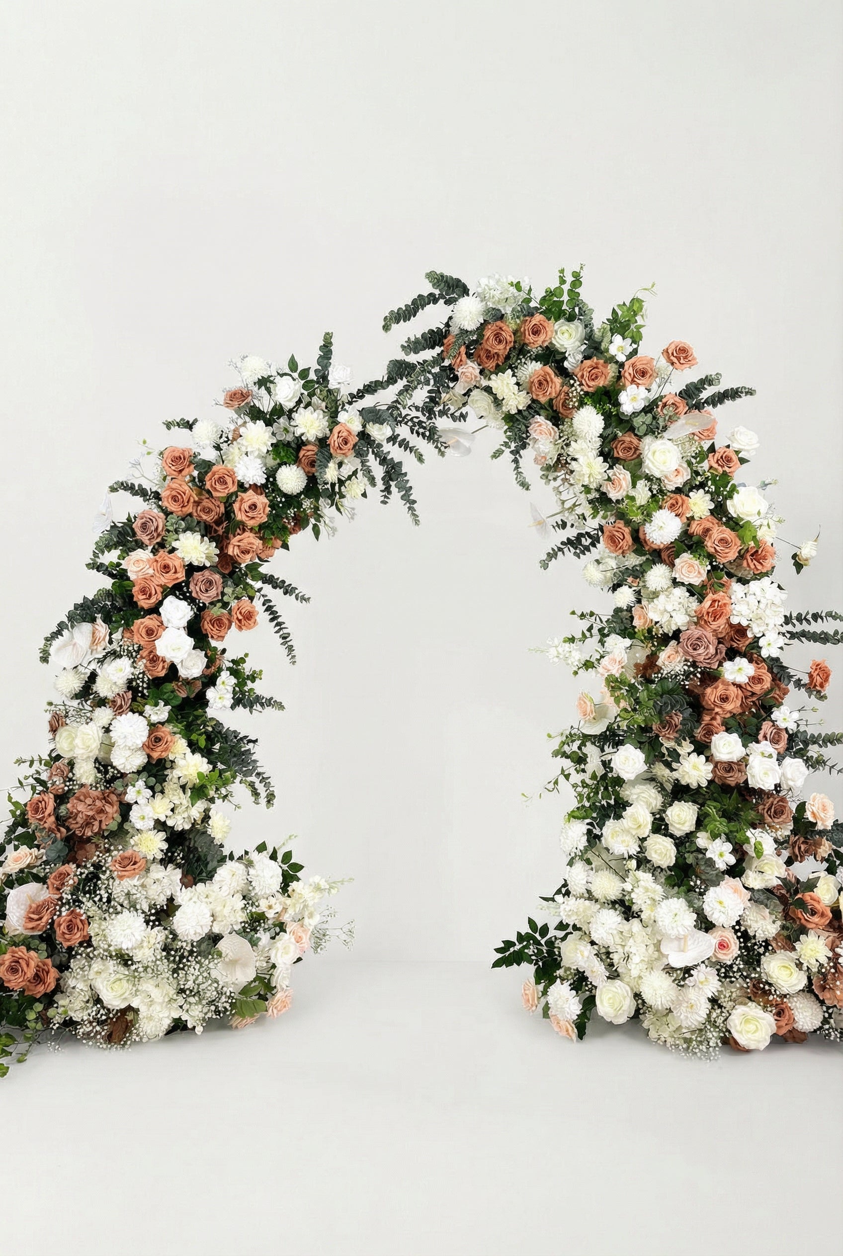 Rustic Brown & White Flower Arch Backdrop