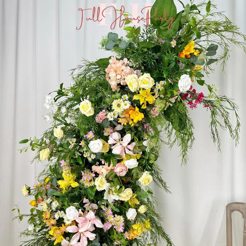 Wildflower Wedding Arch: Artificial Rose & Hydrangea Floral Arrangement