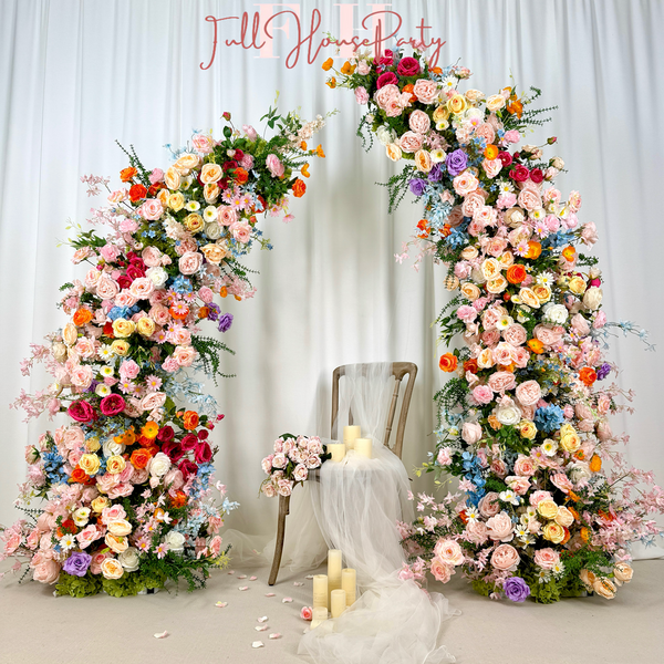 Wildflower-Inspired Spring and Summer Wedding Arch Décor.Wedding Archway Artificial  Rose  Archway,Flower Row Arrrangement Marriage