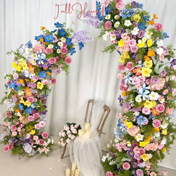 Wildflower-Inspired Spring and Summer Wedding Arch Décor.Wedding Archway Artificial  Rose  Archway,Flower Row Arrrangement Marriage