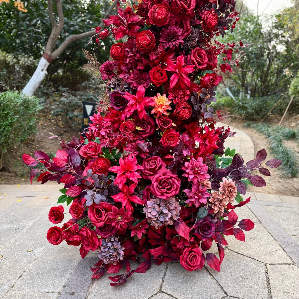 Burgundy Red Vintage Floral Wedding Arch