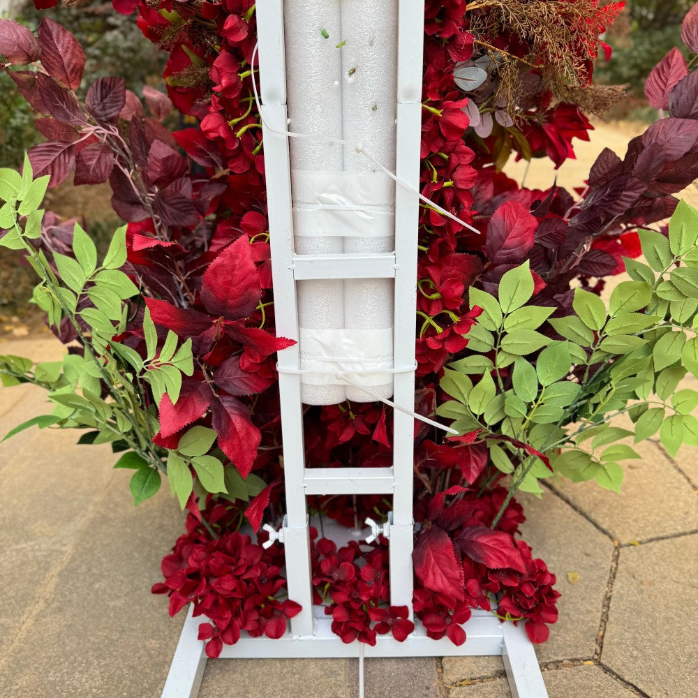 Burgundy Red Vintage Floral Wedding Arch
