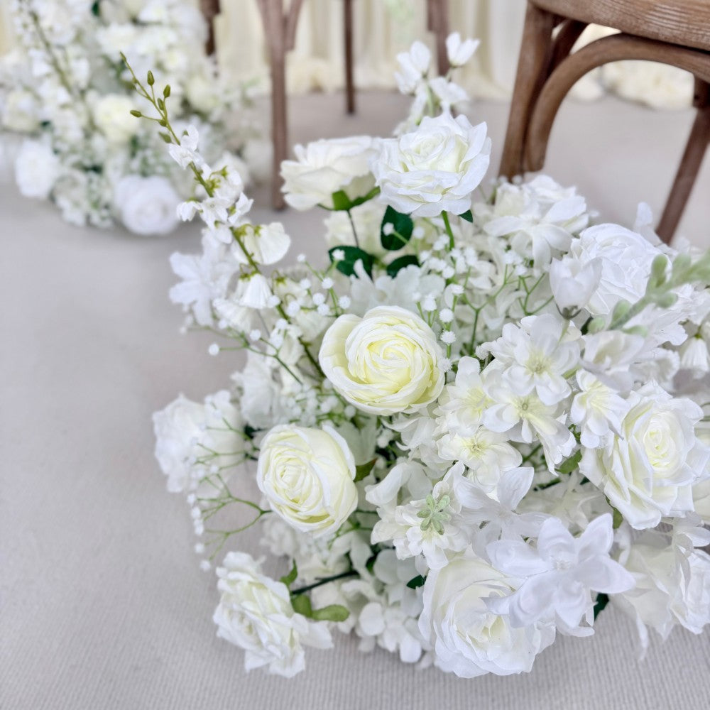 Pure White Aisle Floral Runner