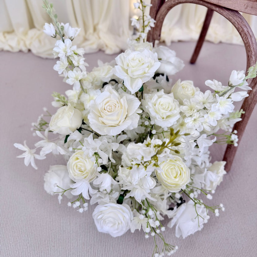Pure White Aisle Floral Runner
