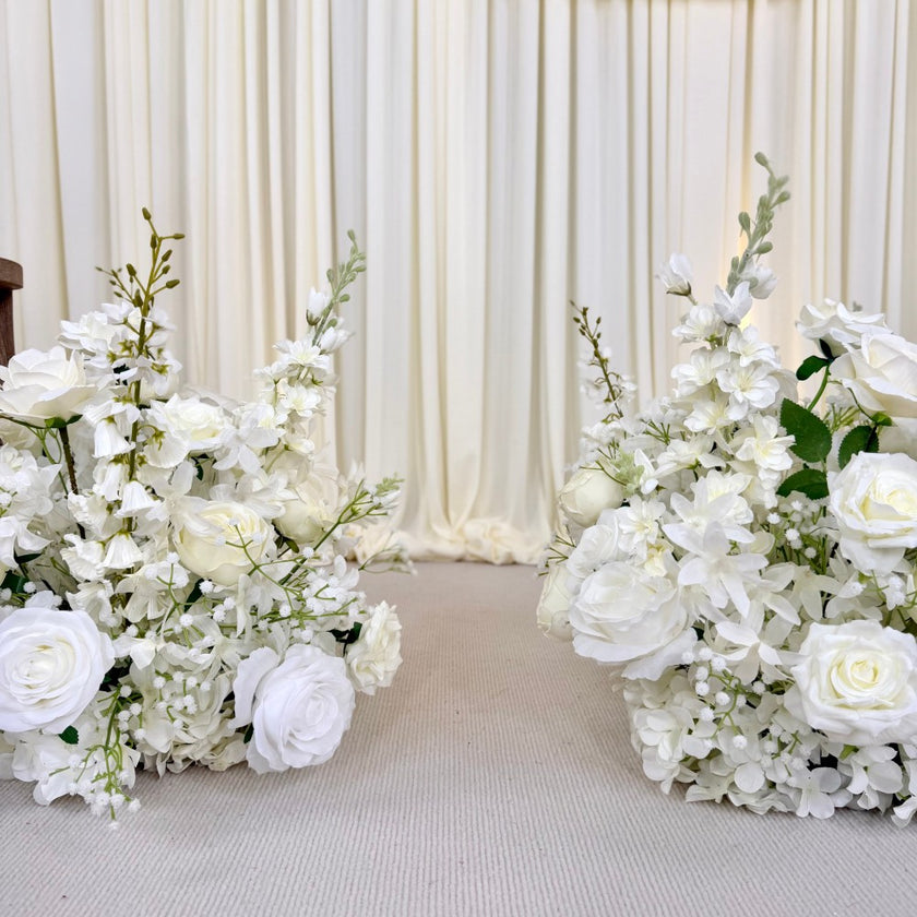 Pure White Aisle Floral Runner