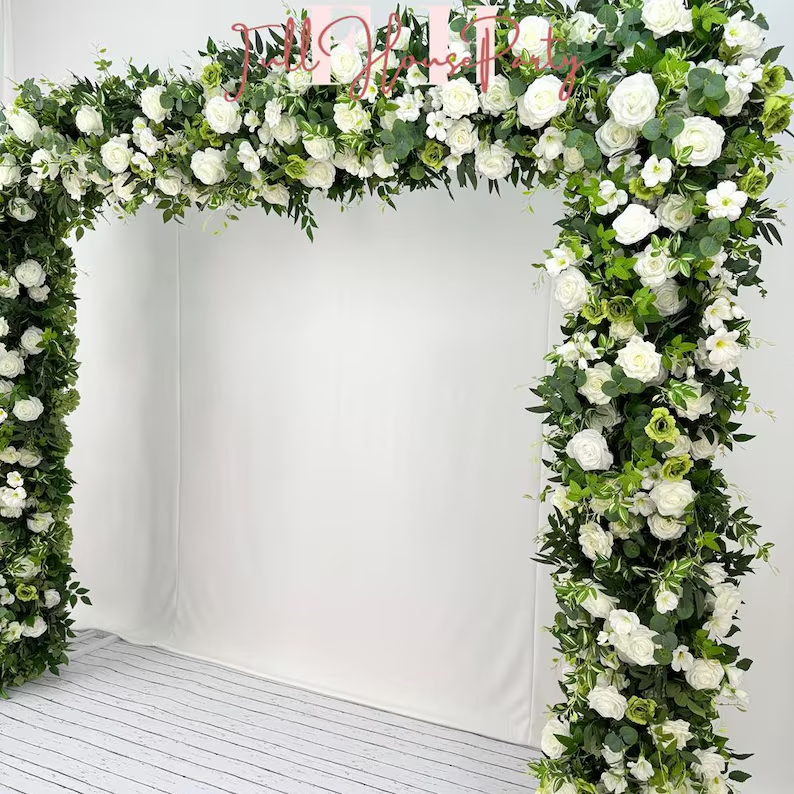 White Roses Greenery Garland
