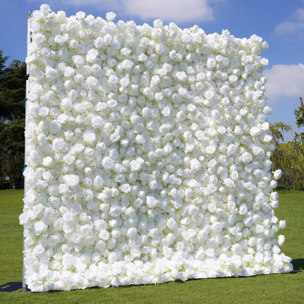 5D Rose Flower Wall 8*8ft- Flower Wall Rolling Up Curtain Wall, Fabric Flower Wall, Wedding Party Photo Backdrop