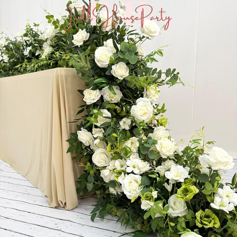 White Roses Greenery Garland