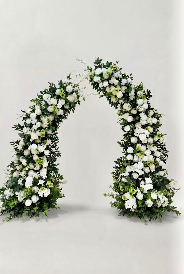 White Green Forest-Style Wedding Floral Arch