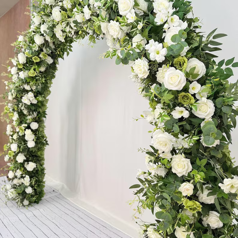 White Roses Greenery Garland