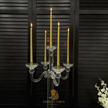 20″ Clear Crystal Candle Holder with Glass Hurricane