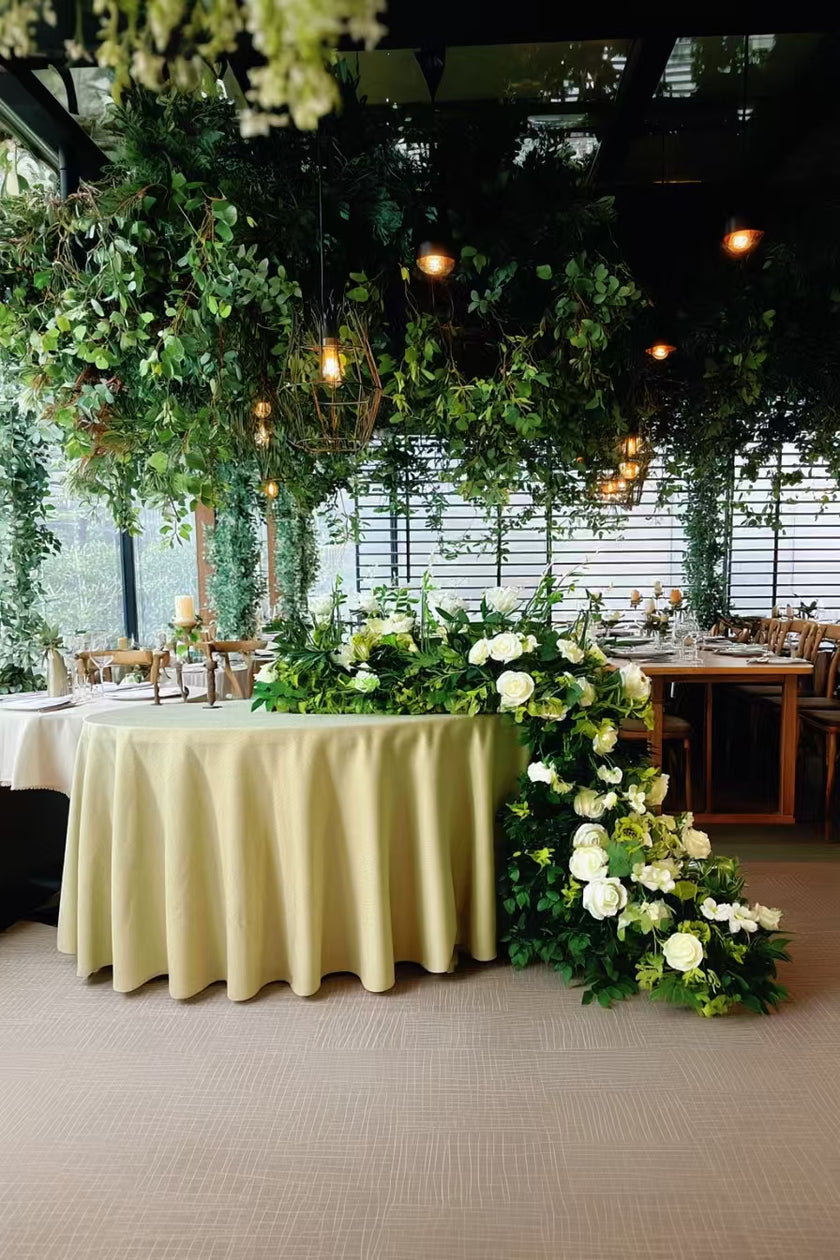 White Roses Greenery Garland