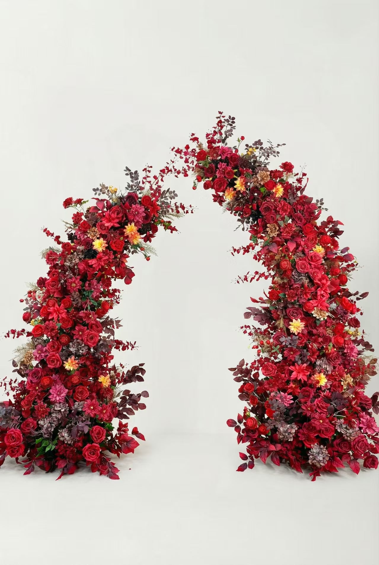 Burgundy Red Vintage Floral Wedding Arch