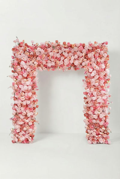 Rollable Artificial Pink Rose  Square Arch
