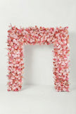 Rollable Artificial Pink Rose Square Arch
