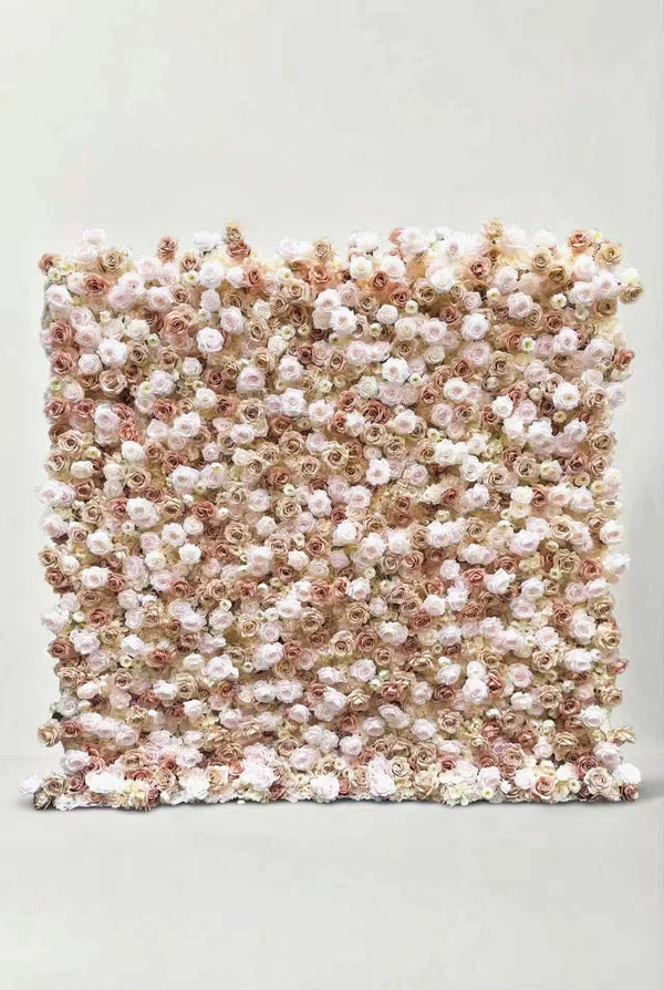 Blush Champagne Faux Rose Backdrop Wall