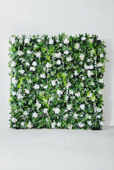 Lush Greenery White Flower Backdrop Wall