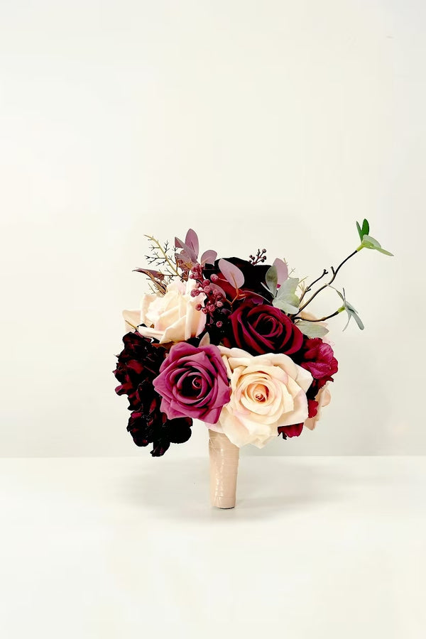 Crimson Berry Whisper Bridesmaid Bouquets