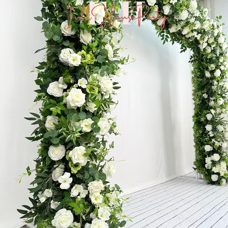 White Roses Greenery Garland