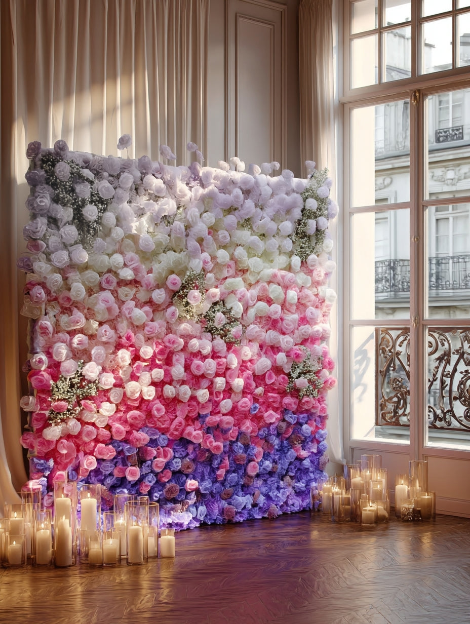 5D Pink and Purple Gradient Rose Flower Wall