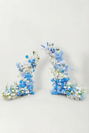 Fresh Blue Gradient Floral Arch Backdrop