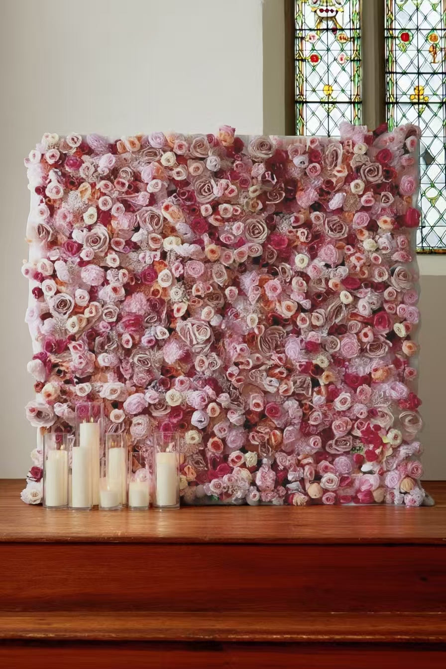 5D Pink Roses Flower Wall