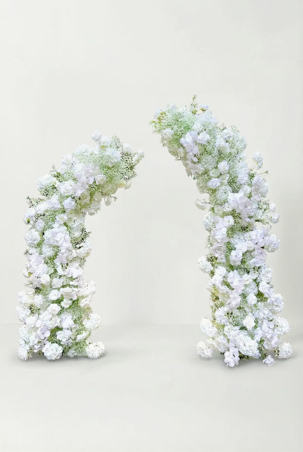 Minimalist Forest-Style White Flower Arch for Weddings