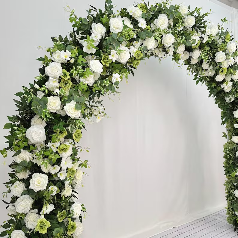 White Roses Greenery Garland