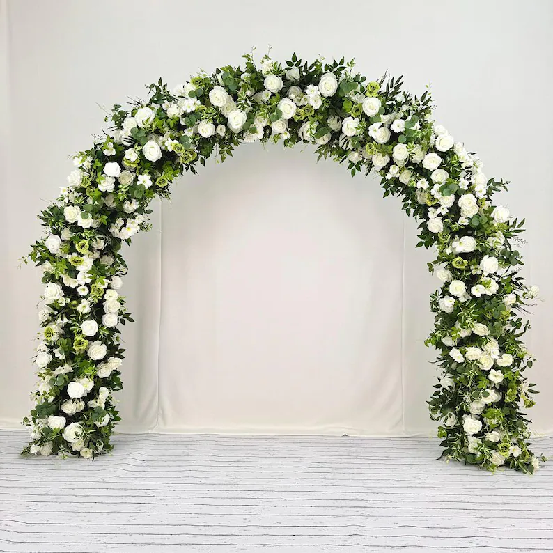 White Roses Greenery Garland