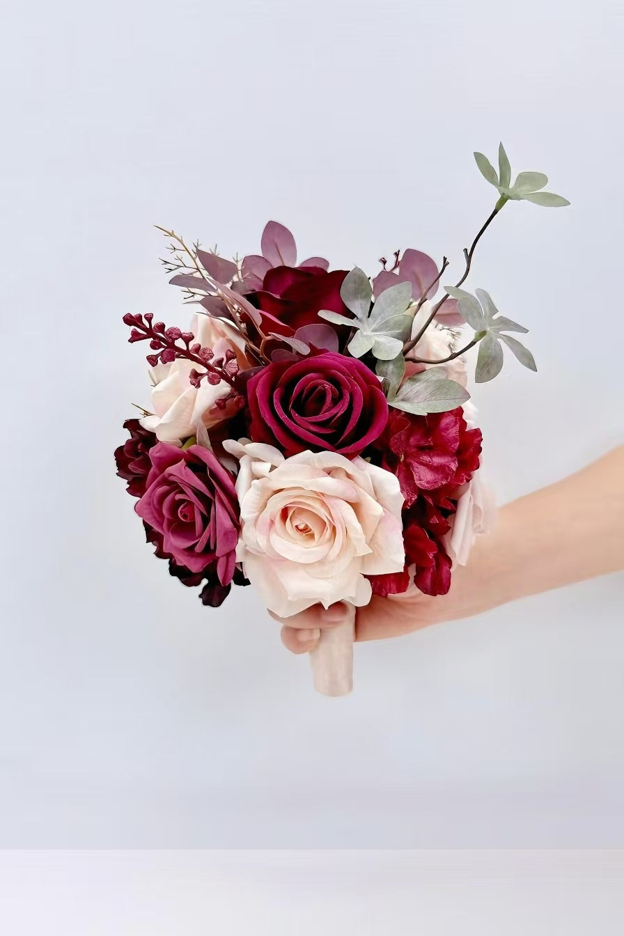Crimson Berry Whisper Bridesmaid Bouquets