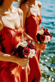 Crimson Berry Whisper Bridesmaid Bouquets