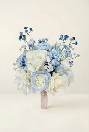 Frosted Blue Bloom Bridesmaid Bouquets