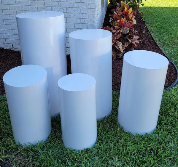 5 Pieces Cylinder Set Stands Round Metal Plinths Wedding Backdrop Stand Columns Cylinders
