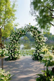 Luxe Forest-Style White Green Floral Arch Decor